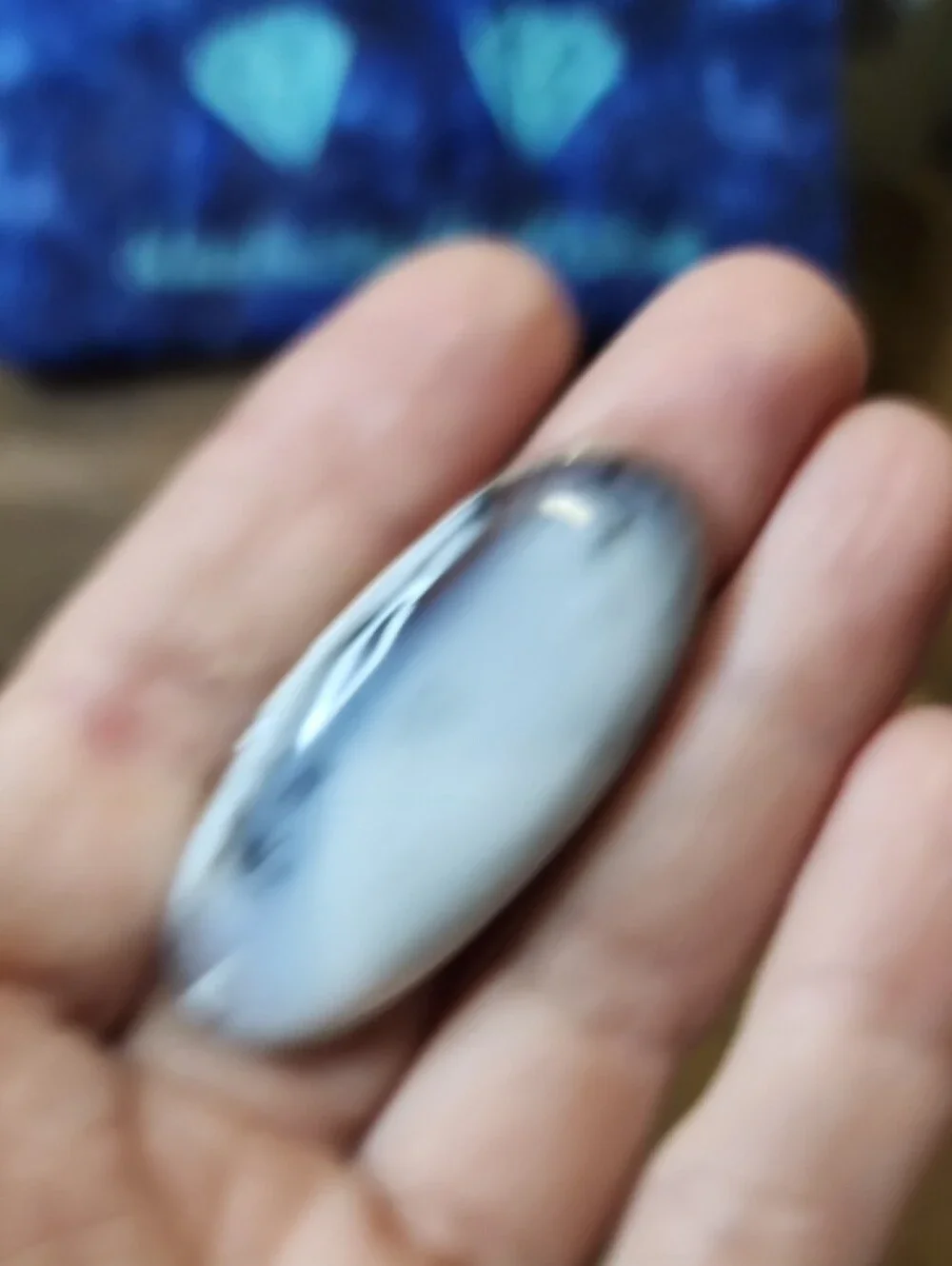 Handcrafted White Dendritic Opal Oval Ring - Women Jewelry